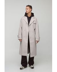BoohooMAN - Tall Oversized Double Breasted Trench Overcoat - Lyst