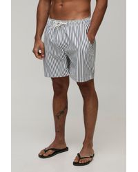 BoohooMAN - Seersucker Striped Mid Length Swim Shorts - Lyst