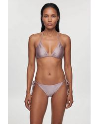 Karen Millen - Metallic Bikini Top With Bead Detail - Lyst