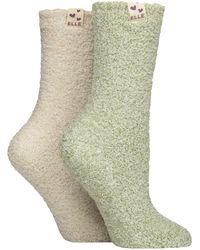 Elle - 2 Pack Ladies Two Tone Cosy Bed And Home Socks - Lyst
