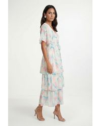Wallis - Petite Floral Print Ruffle Maxi Dress - Lyst