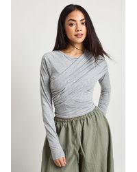 Boohoo - Ruched Panel Long Sleeve Top - Lyst