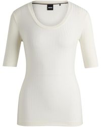 BOSS - Scoop Neck Three-Quarter Sleeve T-Shirt - Lyst
