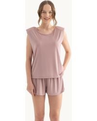 Hiccup - Round Neck Raw Edge Sleeveless Tank Top - Lyst