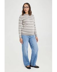 Boohoo - Maternity Super Soft Stripe Crew Neck Knitted Cardigan - Lyst