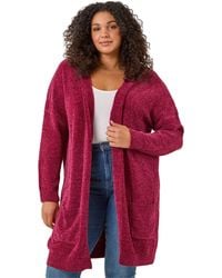 Roman - Curve Textured Chennile Knit Cardigan - Lyst