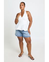 Boohoo - Plus Halter Peplum Top - Lyst