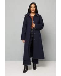 Wallis - Petite Wool Blend Belted Longline Coat - Lyst