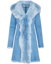 Infinity Leather - Toscana Sheepskin Suede Hooded Trench Coat - Lyst