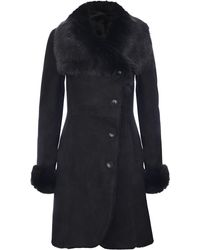 Infinity Leather - Suede Merino Shearling Coat With Toscana Collar-Hanoi - Lyst