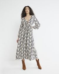 River Island - Maxi Dress V Neck Floral Viscose - Lyst