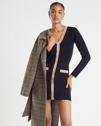 River Island - Mini Dress Long Sleeve Button Detail Viscose - Lyst