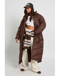 Boohoo - Petite Hooded Quilt Detail Maxi Puffer - Lyst