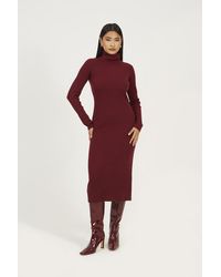 Brave Soul - Roll Neck Ribbed Knit Midi Dress - Lyst