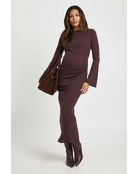 Boohoo - Maternity Slash Neck Midaxi Dress - Lyst