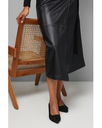 Wallis - Wide Fit Danny Faux Suede Covered Buckle Medium Block Heel Court Shoes - Lyst