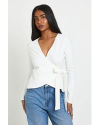 Boohoo - Wrap Front Tie Waist Top - Lyst
