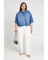 Boohoo - Plus Oversized Short Sleeve Denim Shirt - Lyst