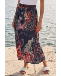 Roman - Animal Print Belted Midi Skirt - Lyst