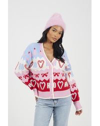 Brave Soul - Jacquard Knit V-Neck Christmas Cardigan - Lyst
