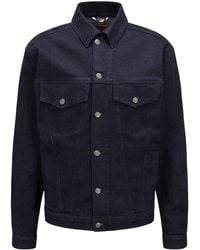 BOSS - Solid Patterned Trucker Jacket - Lyst