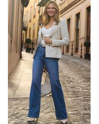 Sosandar - Natural Linen Blend Tuxedo Blazer Jacket - Lyst