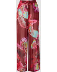 Karen Millen - Beach Viscose Georgette Photographic Floral Wide Leg Trousers - Lyst