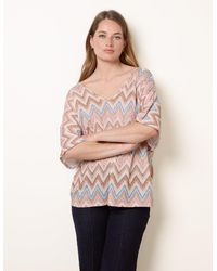 Blue Vanilla - Zig Zag Metallic Bow Back Top - Lyst