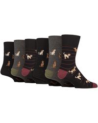 Gentle Grip - 6 Pairs Non Elastic Cotton Rich Novelty Patterned Socks - Lyst