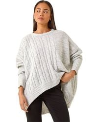 Roman - Petite Contrast Cable Knit Jumper - Lyst
