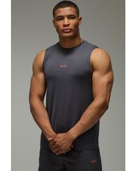 BoohooMAN - Active Performance Regular Fit Neon Logo Tank - Lyst