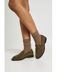 Boohoo - Faux Suede Ruched Loafers - Lyst