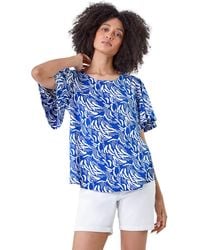 Roman - Abstract Print Flared Sleeve Top - Lyst