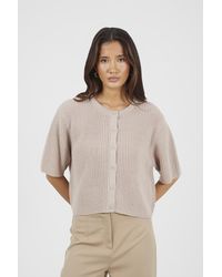 Brave Soul - Short Sleeve Crew Neck Fisherman Knit Cardigan - Lyst