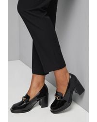 Wallis - Wide Fit Daffie Snaffle Trim High Block Heeled Loafers - Lyst