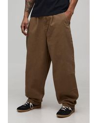 BoohooMAN - Balloon Fit Half & Waistband Washed Twill Trouser - Lyst