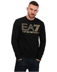 EA7 - Emporio Armani Logo Print Sweatshirt In Zwart - Lyst