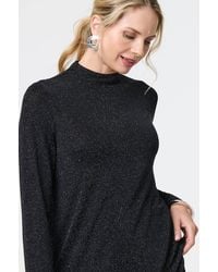 Izabel London - Sparkle Knit Long Sleeve High Neck Top - Lyst