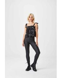 Urban Bliss - Emma Washed Button Front Panelled Seam Skinny Jean Denim - Lyst