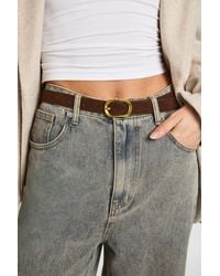 Boohoo - Oval Buckle Detail Faux Suede Belt - Lyst
