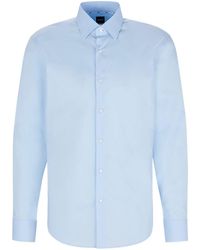 BOSS - Joe Collared Neck Point Collar Long Sleeve Shirt - Lyst