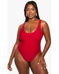 Boohoo - Plus Swimwear Essentials Scoop Swimsuit - Lyst
