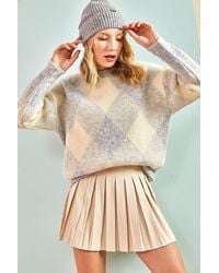 Bianco Lucci - Geometrischer Ripp-Pullover Mit Rundhalsausschnitt - Lyst