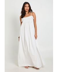 Boohoo - Shirred Detail Maxi Smock Dress - Lyst