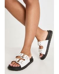 Boohoo - Double Buckle Detail Footbed Sliders - Lyst