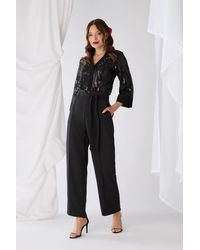 Izabel London - Sequinned Semi Sheer 3/4 Sleeve Shirt - Lyst