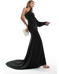ASOS - One Shoulder Premium Draped Maxi Dress With Train Detail - Lyst