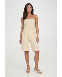 Boohoo - Linen Look Tailored Bermuda Shorts - Lyst