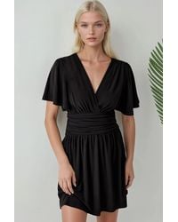 Hiccup - V-Neck Short Sleeve Mini Dress - Lyst