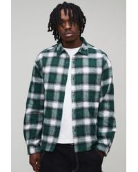 BoohooMAN - Tall Oversized Brushed Check Detail Carpenter Overshirt - Lyst